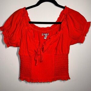 Urban Outfitters Red Ruffle Blouse